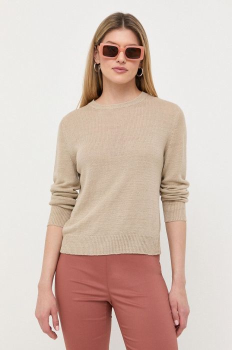 Льняний светр Weekend Max Mara колір бежевий легкий