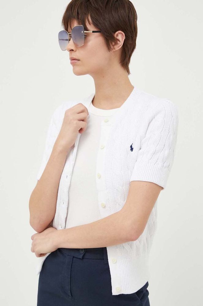 Бавовняний кардиган Polo Ralph Lauren колір білий легкий