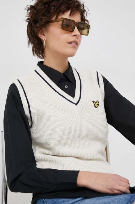 Бавовняна жилетка Lyle & Scott колір бежевий