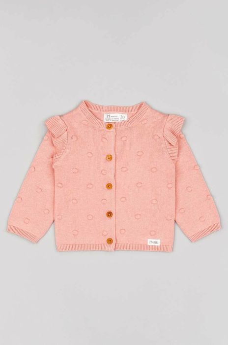 Дитячий бавовняний кардиган zippy колір рожевий легкий