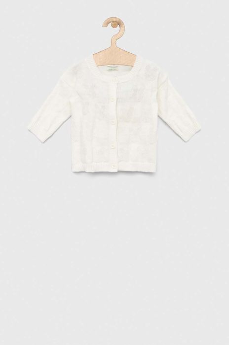 Кардиган для немовлят United Colors of Benetton колір білий легкий