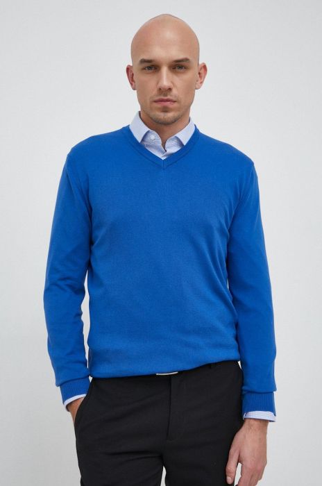 Бавовняний светр United Colors of Benetton чоловічий легкий колір блакитний