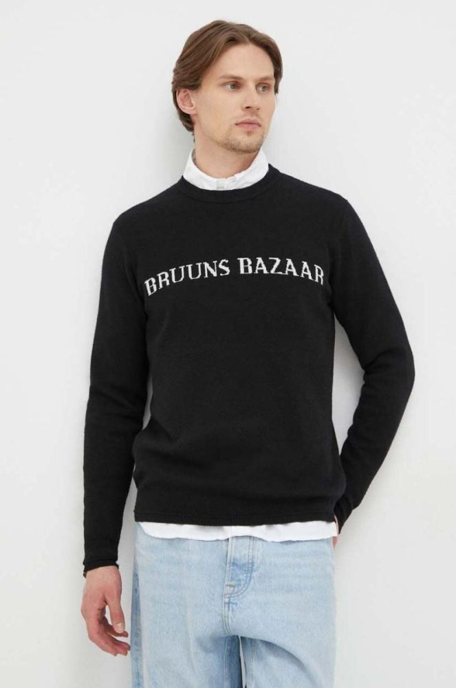 Светр Bruuns Bazaar Simon Nouveau чоловічий колір чорний легкий фото 4