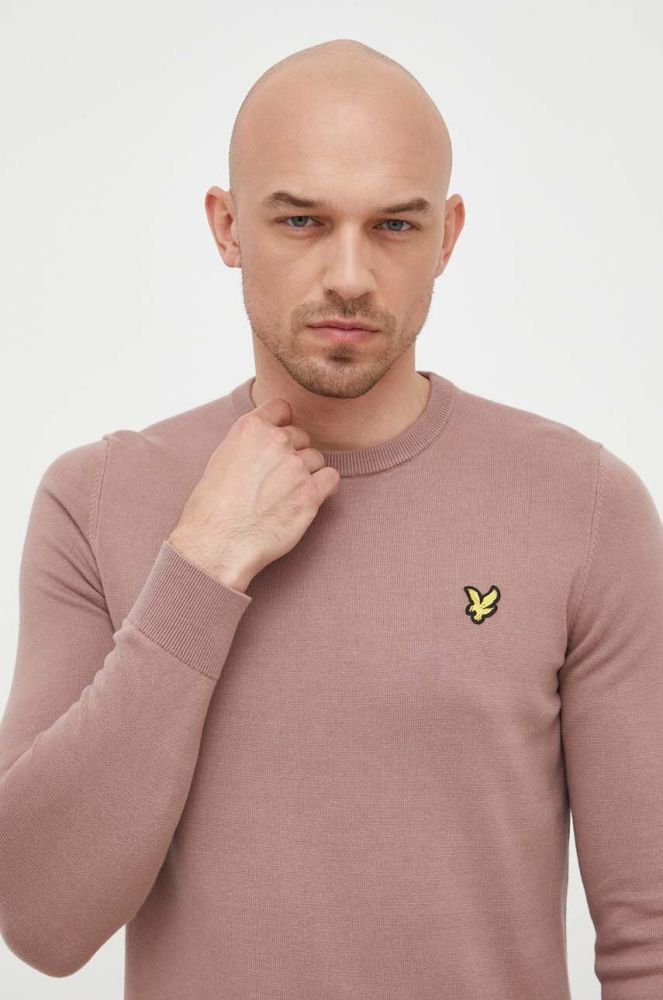 Бавовняний светр Lyle & Scott колір рожевий легкий