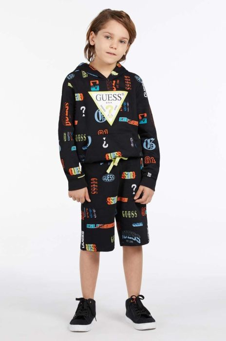 Дитячі бавовняні шорти Guess колір чорний регульована талія (2856978)