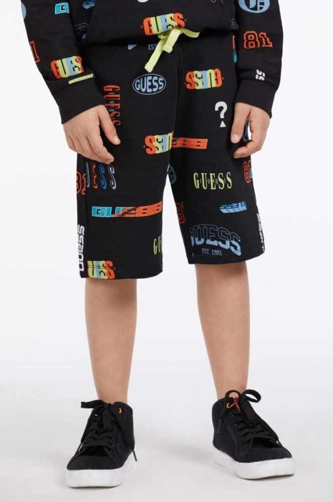 Дитячі бавовняні шорти Guess колір чорний регульована талія (2856978) фото 5