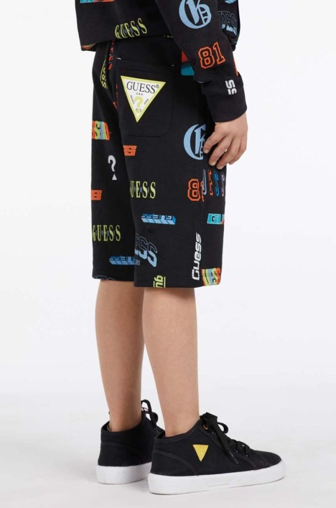 Дитячі бавовняні шорти Guess колір чорний регульована талія (2856978) фото 6