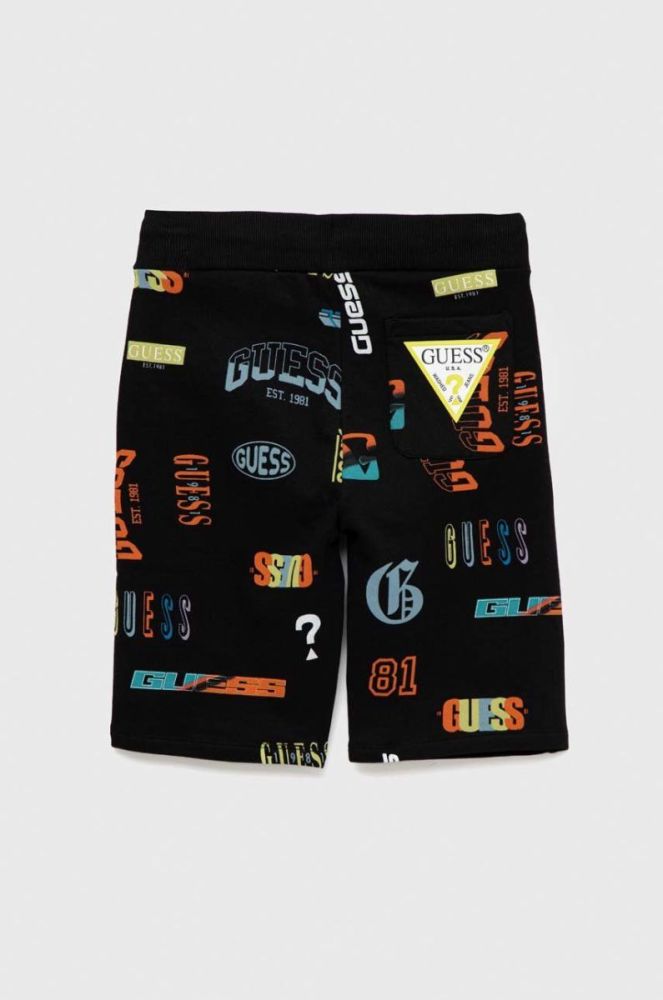 Дитячі бавовняні шорти Guess колір чорний регульована талія (2856978) фото 3