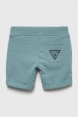 Дитячі бавовняні шорти Guess колір бірюзовий регульована талія (3210328)