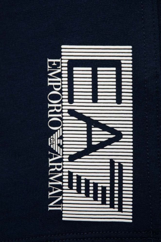 Дитячі бавовняні шорти EA7 Emporio Armani колір синій регульована талія (2937541) фото 3
