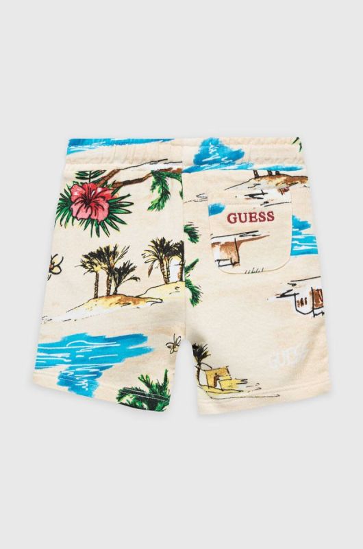 Дитячі бавовняні шорти Guess колір бежевий регульована талія (3136609) фото 2
