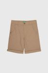 Дитячі шорти з домішкою льону United Colors of Benetton колір бежевий регульована талія