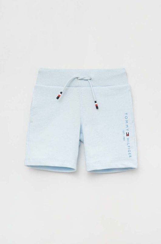 Дитячі бавовняні шорти Tommy Hilfiger регульована талія колір блакитний