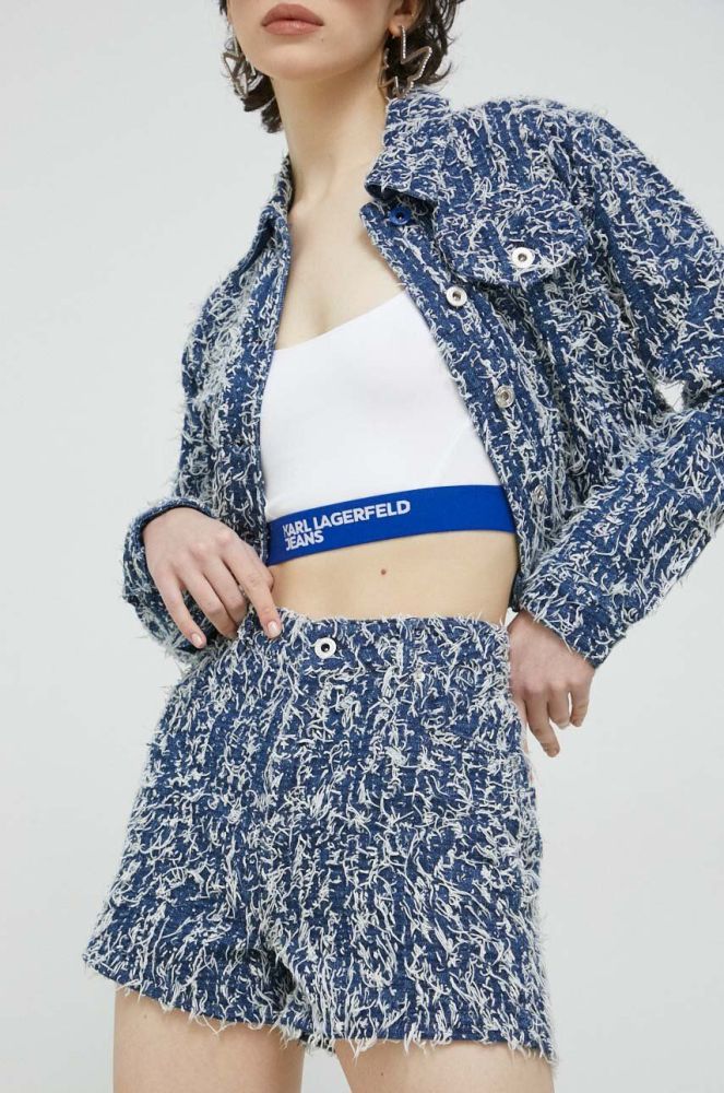 Шорти Karl Lagerfeld Jeans жіночі колір синій візерунок висока посадка