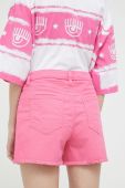 Джинсові шорти Love Moschino жіночі колір рожевий однотонні висока посадка