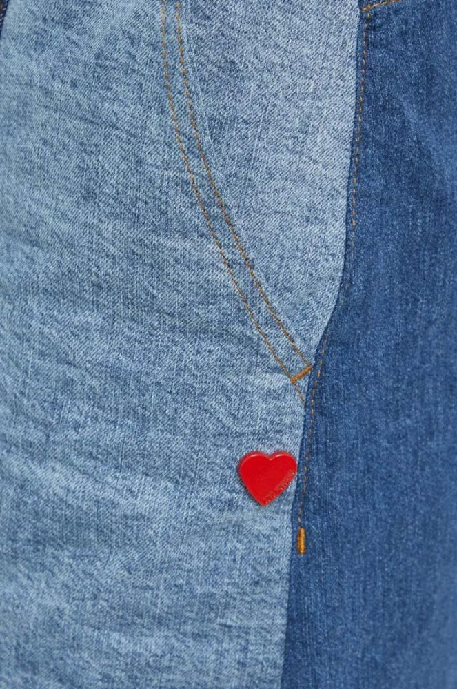 Джинсові шорти Love Moschino жіночі візерунок висока посадка колір блакитний (3196230) фото 4