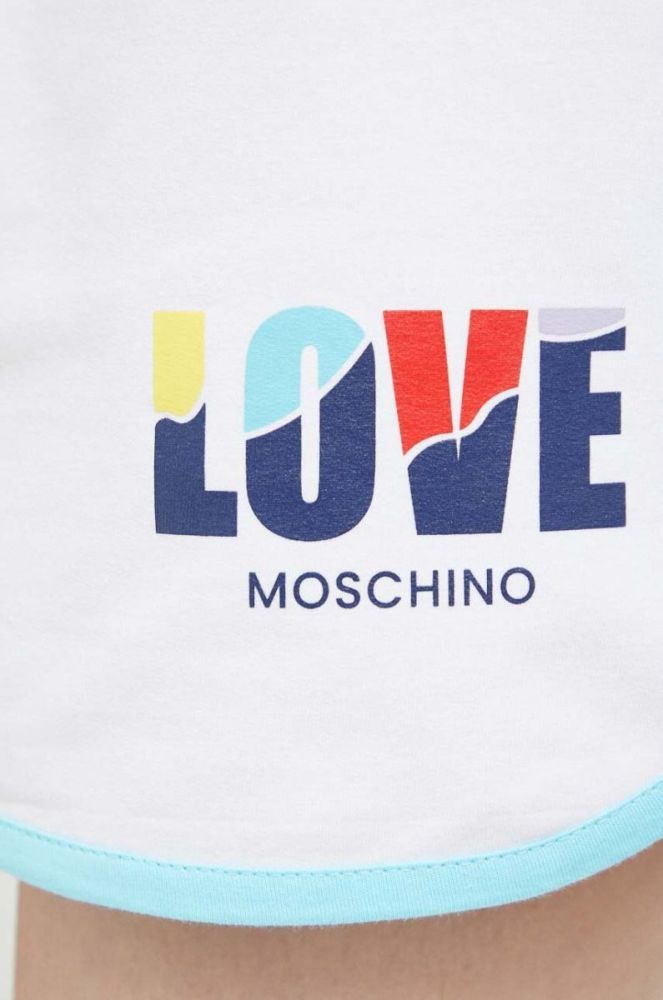 Шорти Love Moschino жіночі колір білий з принтом висока посадка фото 4
