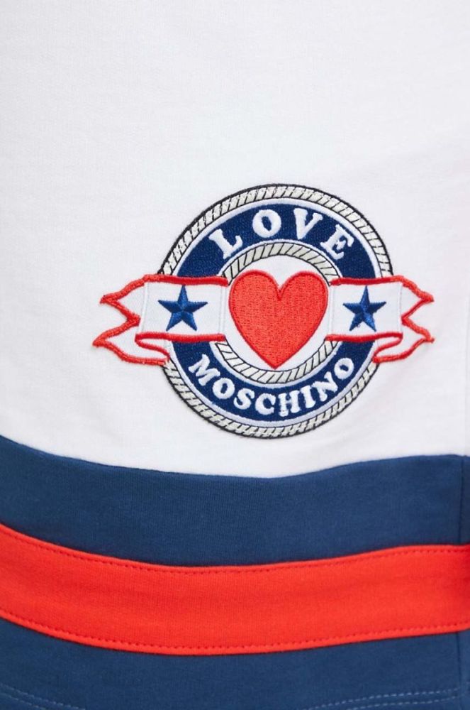Бавовняні шорти Love Moschino колір білий з аплікацією висока посадка (3196238) фото 4