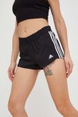 Шорти для тренувань adidas Performance Pacer жіночі колір чорний з принтом середня посадка