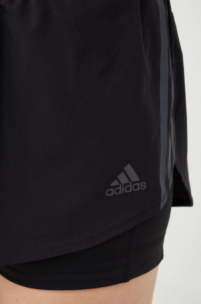 Шорти для бігу adidas Performance run icons жіночі колір чорний з принтом середня посадка фото 4