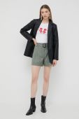 Шорти Guess жіночі колір зелений однотонні висока посадка (3194547)