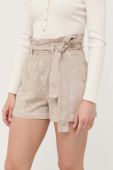 Шорти Guess жіночі колір бежевий однотонні висока посадка (3254890)