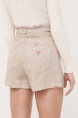 Шорти Guess жіночі колір бежевий однотонні висока посадка (3254890)