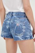 Джинсові шорти Guess жіночі візерунок середня посадка колір блакитний