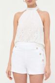 Джинсові шорти Guess жіночі колір білий однотонні висока посадка