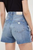 Джинсові шорти Guess жіночі однотонні висока посадка колір блакитний (3211001)