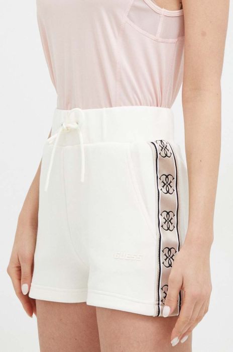 Шорти Guess жіночі колір бежевий з аплікацією середня посадка (3078715)