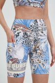 Шорти Guess жіночі візерунок висока посадка колір блакитний (3104474)