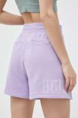 Шорти Puma жіночі колір фіолетовий з принтом висока посадка (3141061)