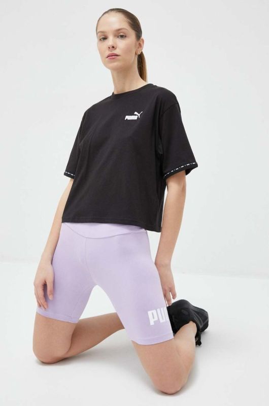 Шорти Puma жіночі колір фіолетовий з принтом висока посадка (3104478) фото 2