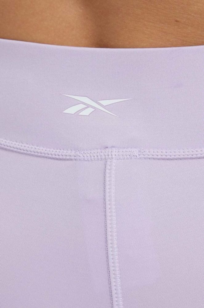 Шорти для йоги Reebok жіночі колір фіолетовий однотонні висока посадка фото 4