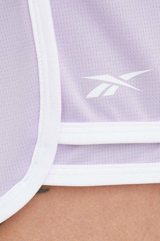 Шорти для тренувань Reebok Workout Ready жіночі колір фіолетовий з аплікацією висока посадка фото 5