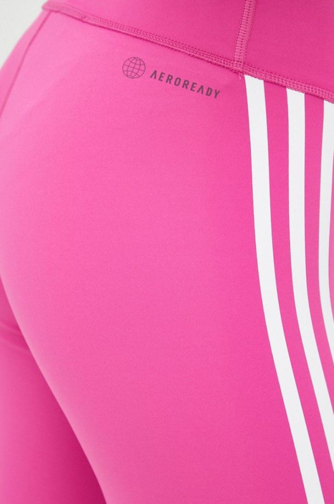 Шорти для тренувань adidas Performance Training Icons жіночі колір рожевий з принтом висока посадка фото 4