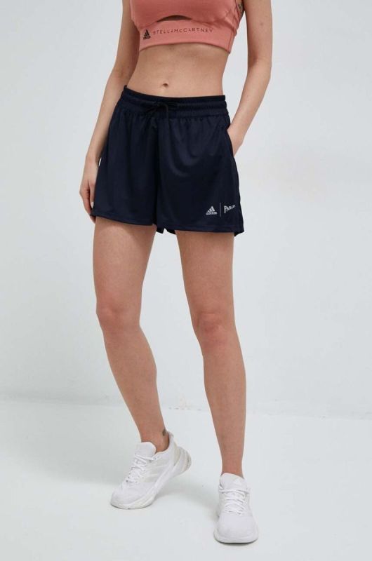 Шорти для бігу adidas Performance x Parley колір синій однотонні висока посадка фото 2