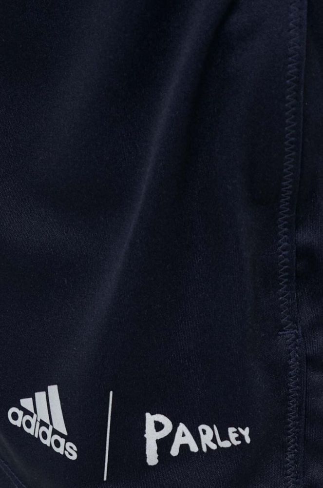 Шорти для бігу adidas Performance x Parley колір синій однотонні висока посадка фото 4