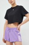 Шорти для тренувань adidas Performance Train Essentials колір фіолетовий з принтом середня посадка Шорти для тренувань adidas Performance Train Essentials колір фіолетовий з принтом середня посадка