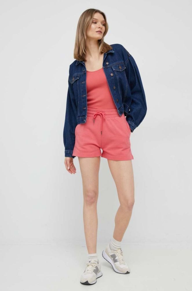 Бавовняні шорти Pepe Jeans Whitney колір червоний однотонні висока посадка фото 2