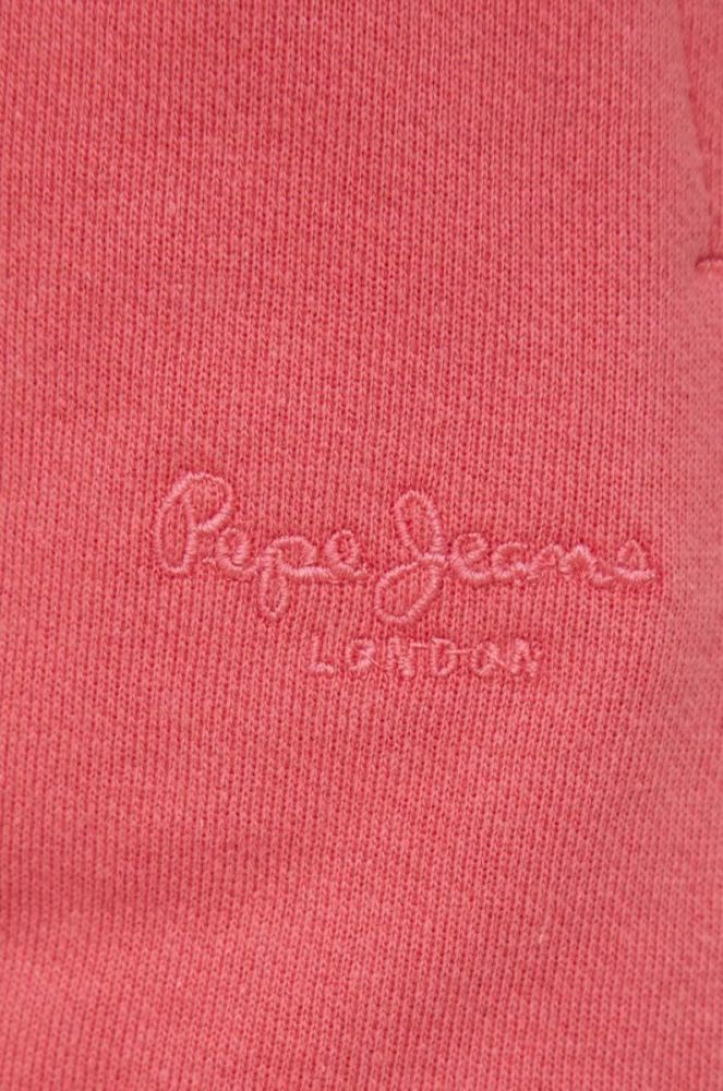 Бавовняні шорти Pepe Jeans Whitney колір червоний однотонні висока посадка фото 4