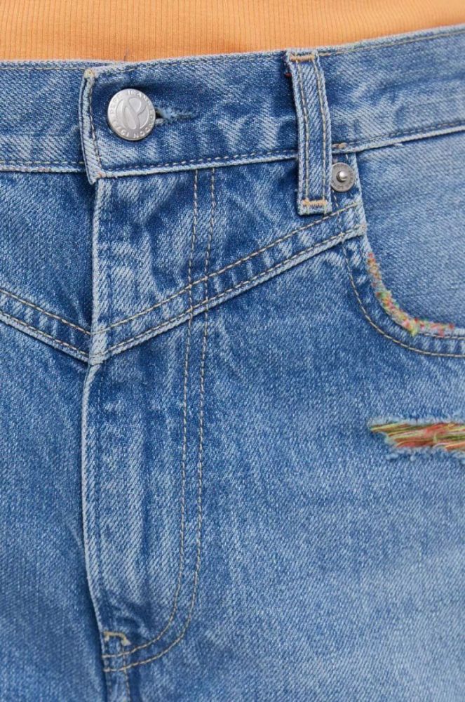 Джинсові шорти Pepe Jeans Rachel жіночі візерунок висока посадка колір блакитний фото 4