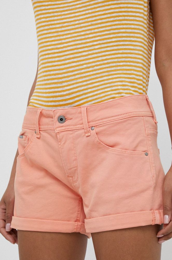 Шорти Pepe Jeans Siouxie жіночі колір помаранчевий однотонні середня посадка