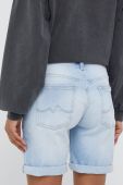 Джинсові шорти Pepe Jeans Poppy жіночі однотонні середня посадка колір блакитний