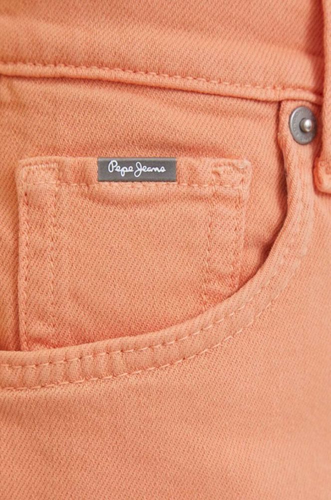 Джинсові шорти Pepe Jeans Stella жіночі колір помаранчевий однотонні висока посадка фото 4