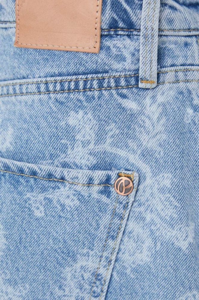 Шорти Pepe Jeans жіночі візерунок висока посадка колір блакитний фото 4
