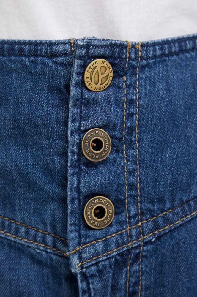 Джинсові шорти Pepe Jeans Stella жіночі колір синій однотонні висока посадка фото 4