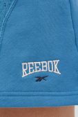 Бавовняні шорти Reebok Classic візерунок висока посадка колір блакитний
