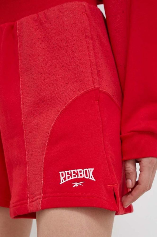 Бавовняні шорти Reebok Classic колір червоний з аплікацією висока посадка фото 4